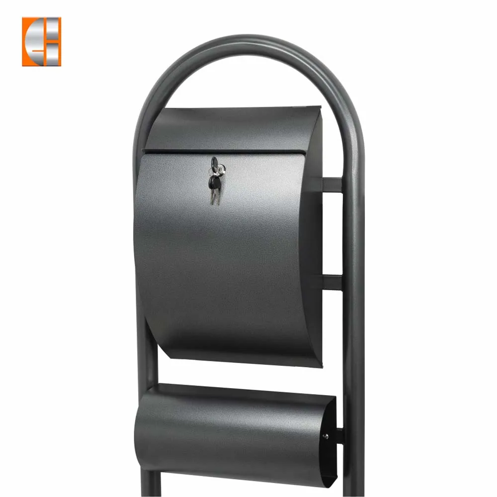 Key Locking Newspaper mailbox galvanized steel post box pole standing letter box