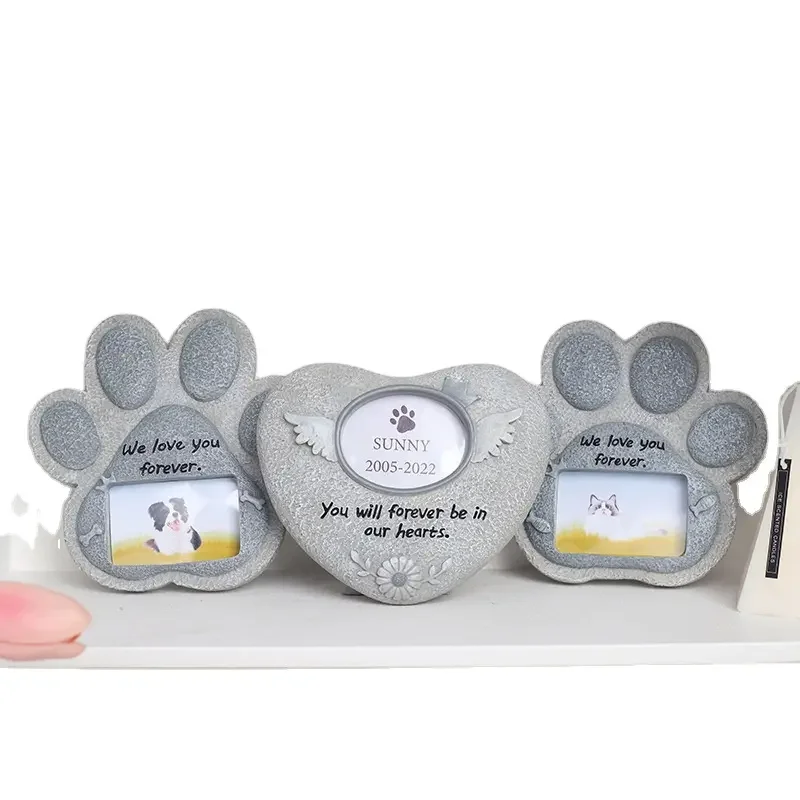 Pafu Custom 3 Styles Pet Bereavement Loss Gift Dog Cat Paw and Heart Shaped Resin Tombstone Memorial Stone