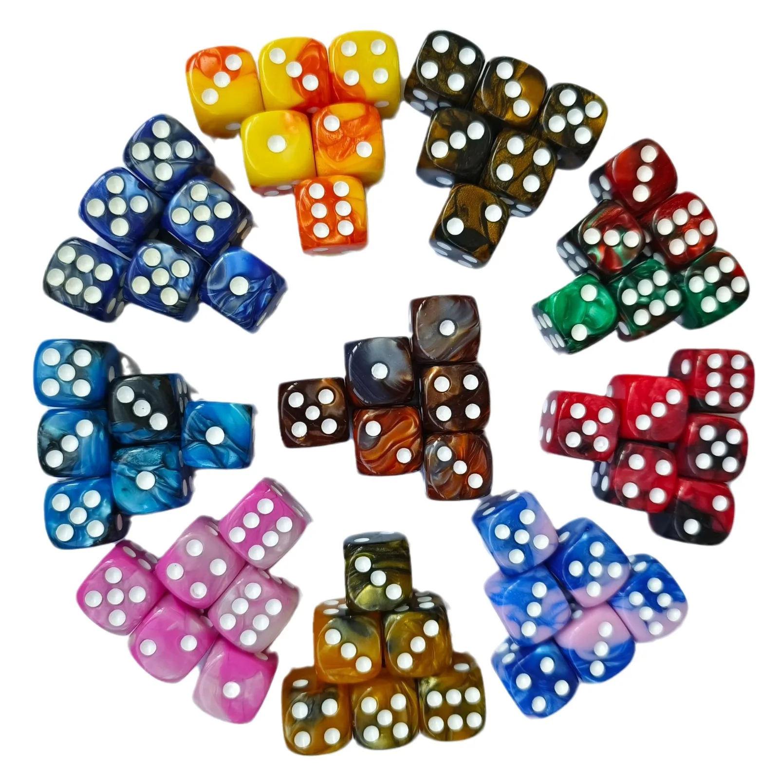 10pcs/set 16MM Dual Color Point Dice Acrylic Digital Dice for Cthulhu Running Team Table Game Board GameDice Set