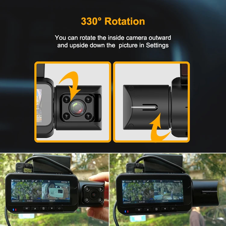 3 Camera Optional 4K Front and Cabin  Dash Camera Infrared Night Vision Camera Recorder Car Dash Cam