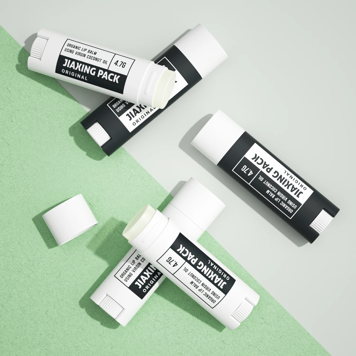 Luxury plastic matte black cosmetic lip balm tube packaging container