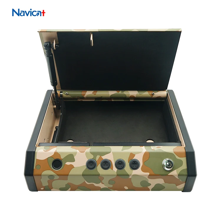 Biometric Two Handguns Capacity Auto Open Cable LED Light Pistol Safe Lock Box with Fingerprint Keypad