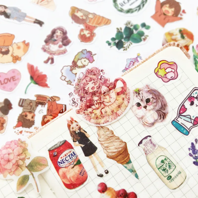 custom icon girls happy kiss cut planner sticker gold foil set book sheets calendar daily monthly journal tab