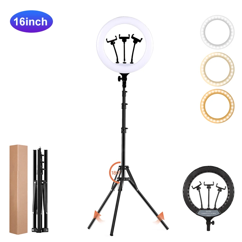 16 inch YQ 420A YQ420B Ring Light with Phone Clip Holder Stand Selfie Colorful Ring Lamp tripod stand for makeup,photography