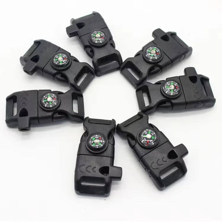 JKSS-017 Outdoor Fire Starter Paracord Survival Buckle with Compass