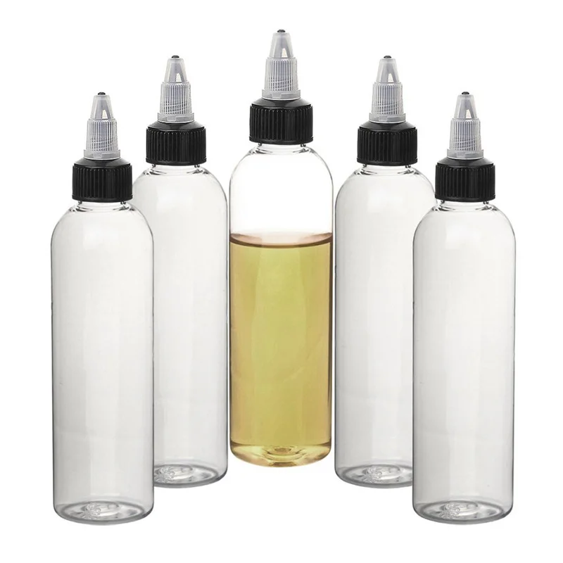 Plastic PET Clear Tattoo Ink Glue Liquid Sharp Mouth Bottle Empty Hair Oil Squeeze Bottle with Twist Top Cap