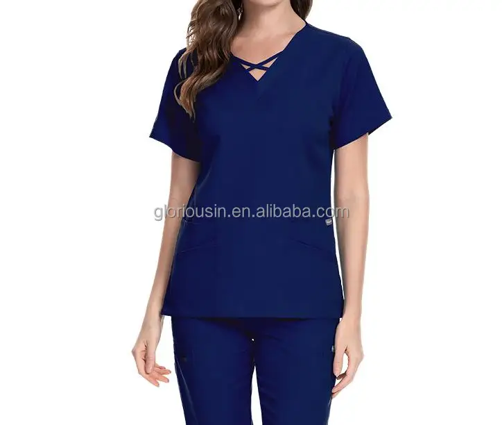 GloriousIn RTS scrub 2023 spa ot spa uniform women hunter green coat wicking cherokee wholesale butter soft custom