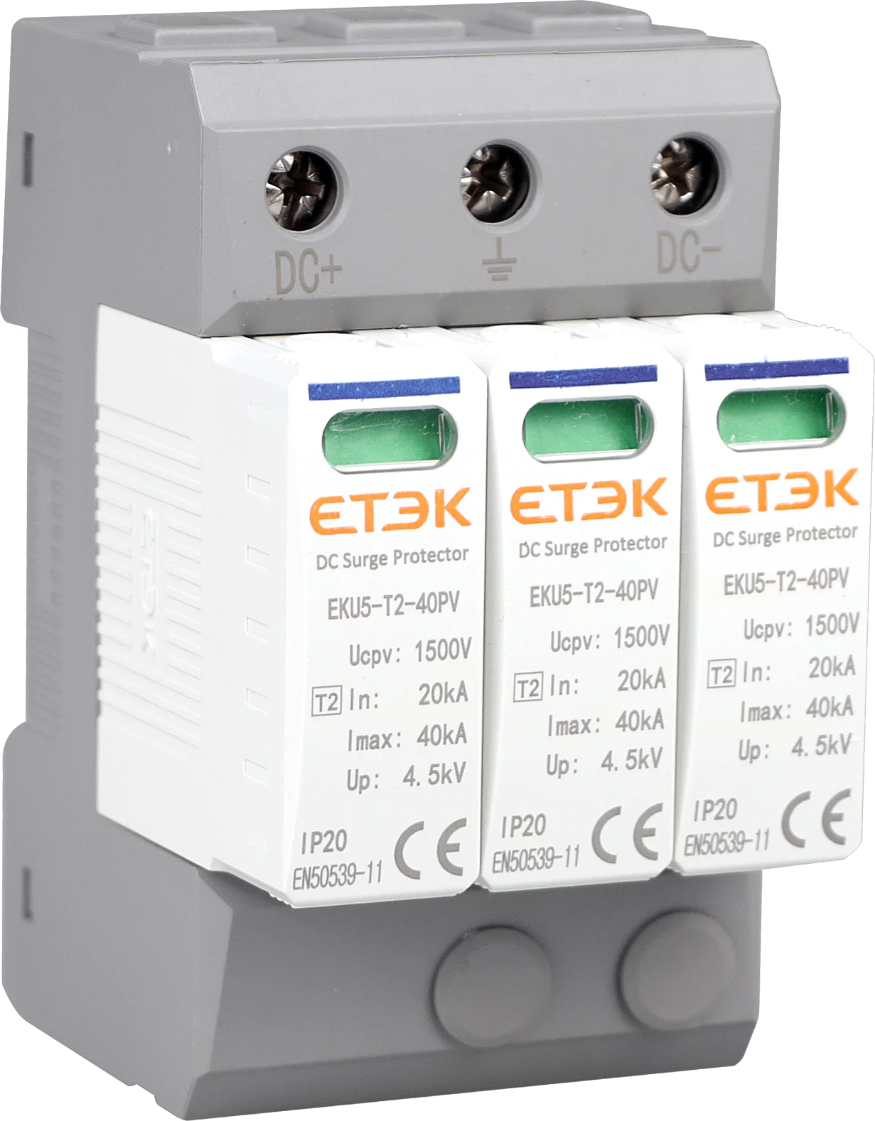 ETEK SPD DC 500V 800V 1000V 2P 20~40KA Surge Protection Device Arrester Low Voltage House 2 Poles Surge Protector for PV Photovo