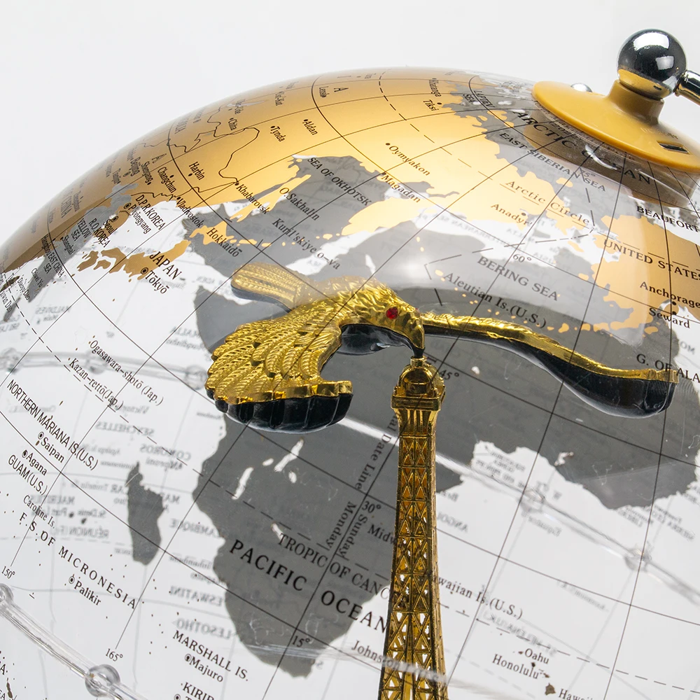 Wellfun Table World Globe Acrylic Map Globe Nautical  World Globe With Metal Stand Vintage Style Office Decor