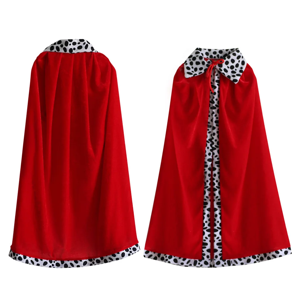 King Role Playing Party Halloween Accessories Set For Boys And Girls Red Velvet Cloak With Crown And Scepter Dress Set