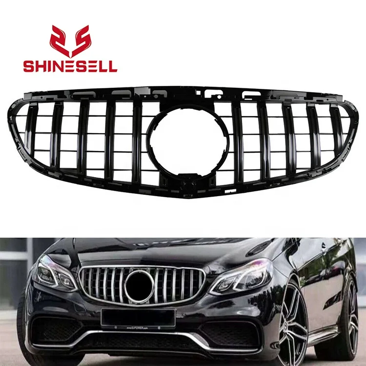 Black front grille with camera hole GT GTR grill  for Mercedes Benz W212 E CLASS E260 E300 E350 E400 2013 2014 2015