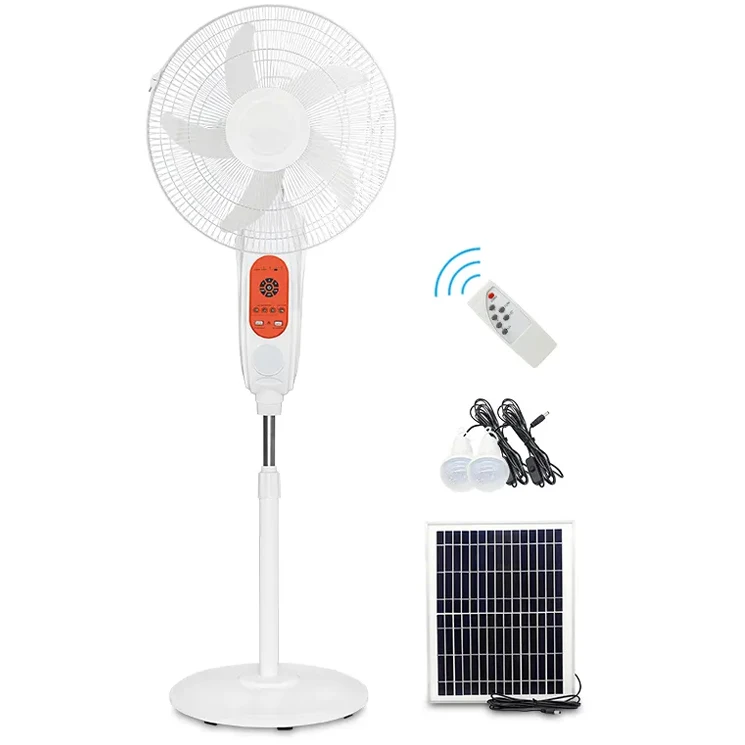Multifunctional Home 16 18 inch  5 Blades Solar Panel Rechargeable Battery Cooling Fan AC DC Stand Solar Fan