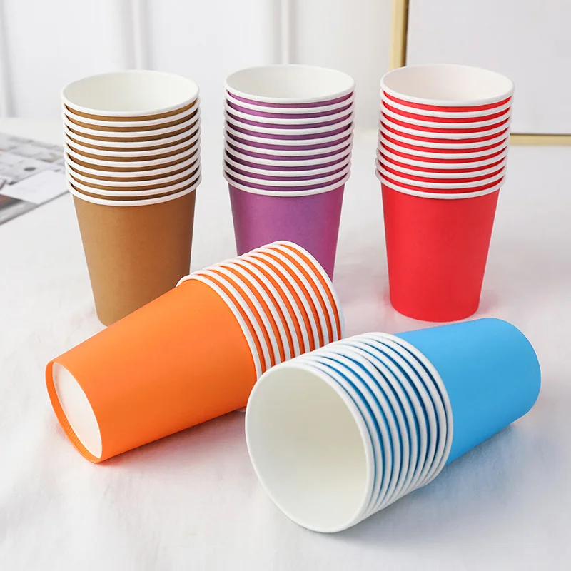 Colorful Diy Paper Cup Disposable Paper Cup 9 Oz 250mm Monochrome Solid Dessert Paper Cup