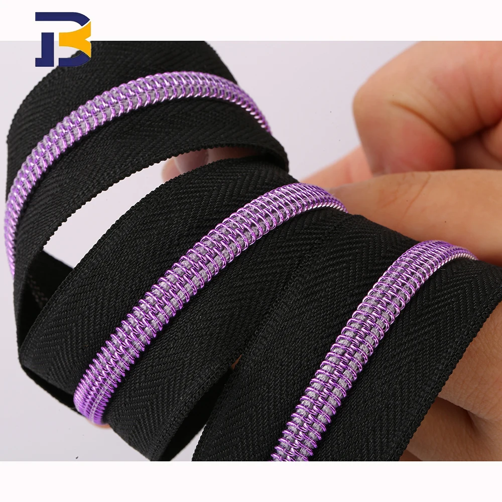 Wholesale 3# 5# 7# 8#nylon plain double needle color suitable for luggage and clothing zipper specifications can be customized.