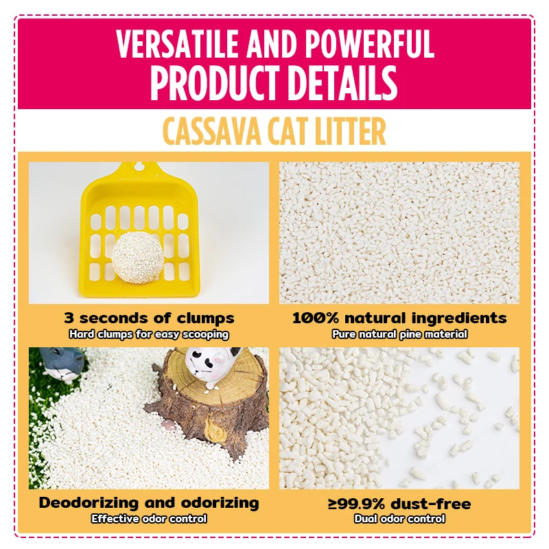 Fast Delivery Organic Unscented OEM/ODM 1.8Kg 5Kg 3Kg Oem Plant Cassava Cat Litter
