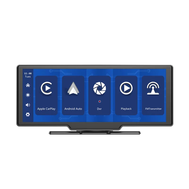 10.26 inch Portable CarPlay Android Auto Rear Camera Monitor Screen 4K Dash Cam DVR Car Stereo Radio BT GPS FM