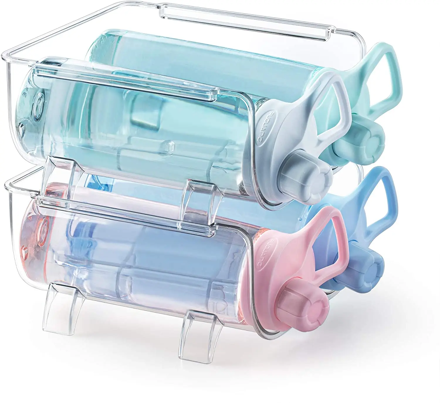 Набор из 2 предметов, прозрачный Пластиковый Штабелируемый органайзер для бутылок с водой, контейнер для хранения, вертикальная стойка для вина, многоразовые держатели для бутылок