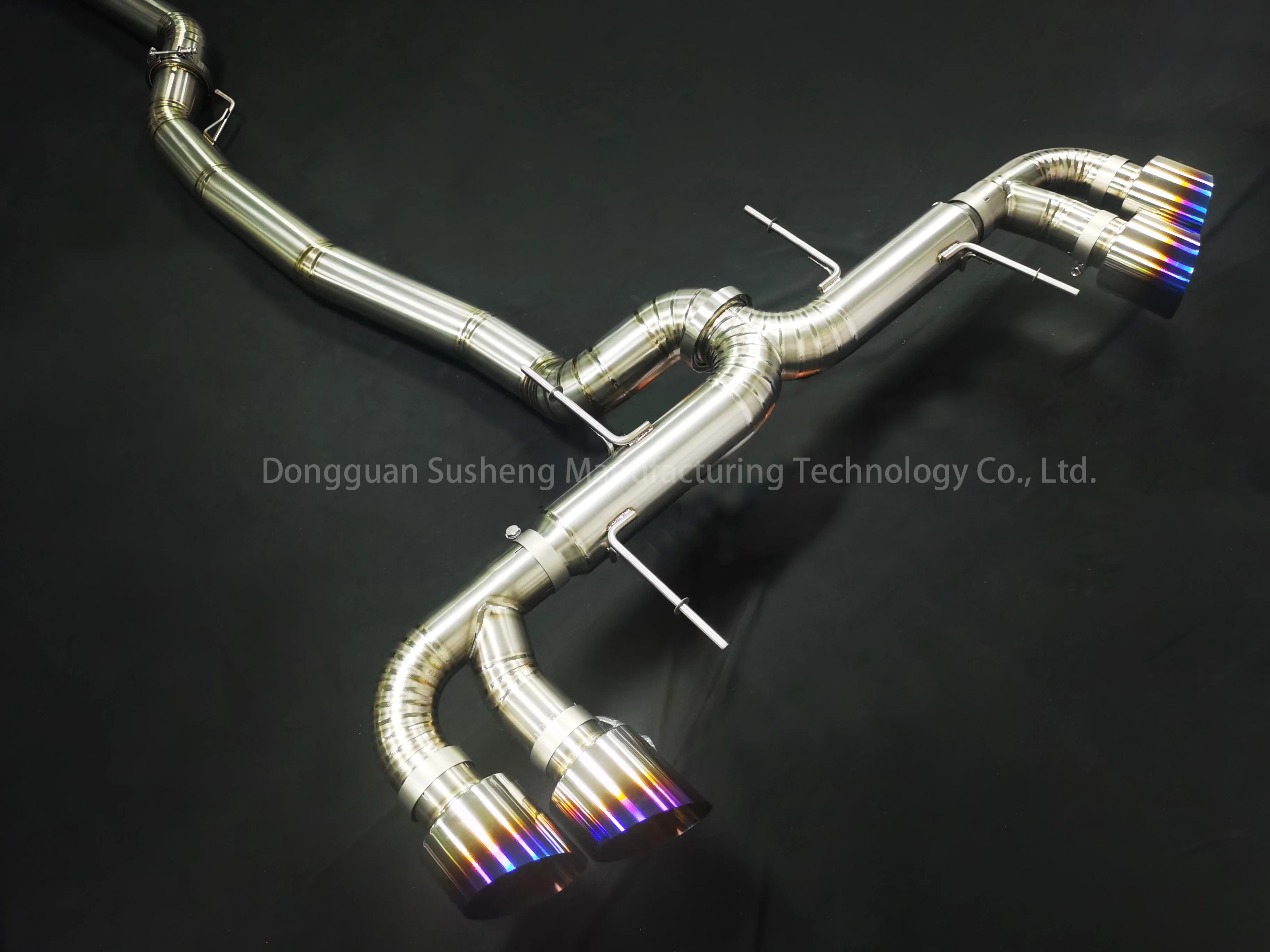 Hot sales JDM titanium exhaust systems GR1 GR5 102MM pipe diameter catback muffler for Nissan GTR35 with blue tips