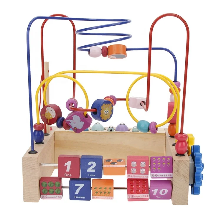 Toys Wholesale China yiwu agent new wooden early education animal type with fishing game toy car round bead toys