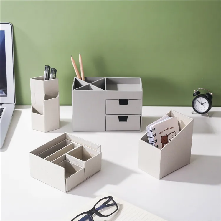 Nordic style grey detachable small box desktop storage box pen holders office organizer desk organizer