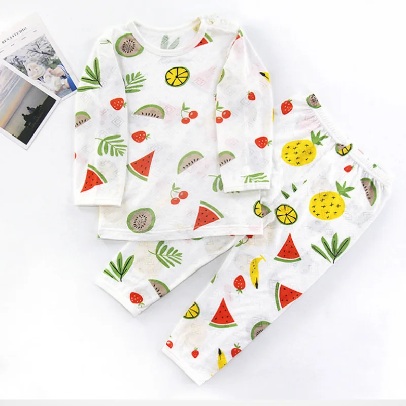 Baby Girl Boy Bamboo Pajamas Sets Cartoon Infant Toddler Child Sleepwear Baby Home Suit  2PCS Bamboo Baby Clothes 1-7Y