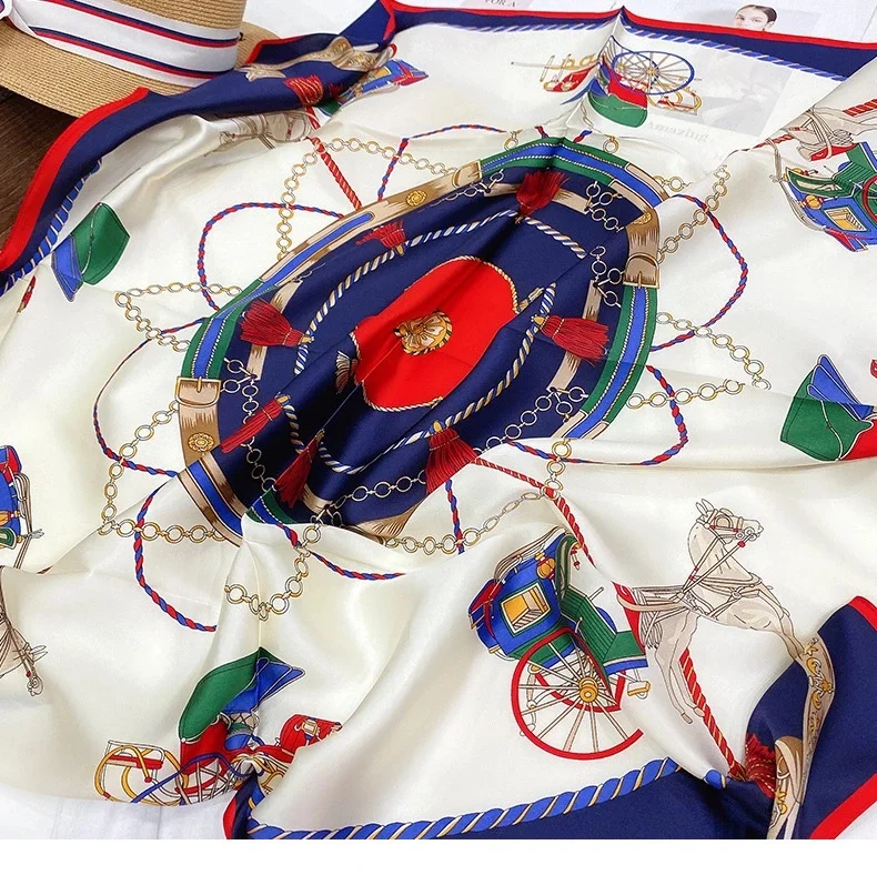 Wholesale Silk Head Hair Scarf Printed Square 14MM 110*110CM 100 % Pure Silk Scarf For Women