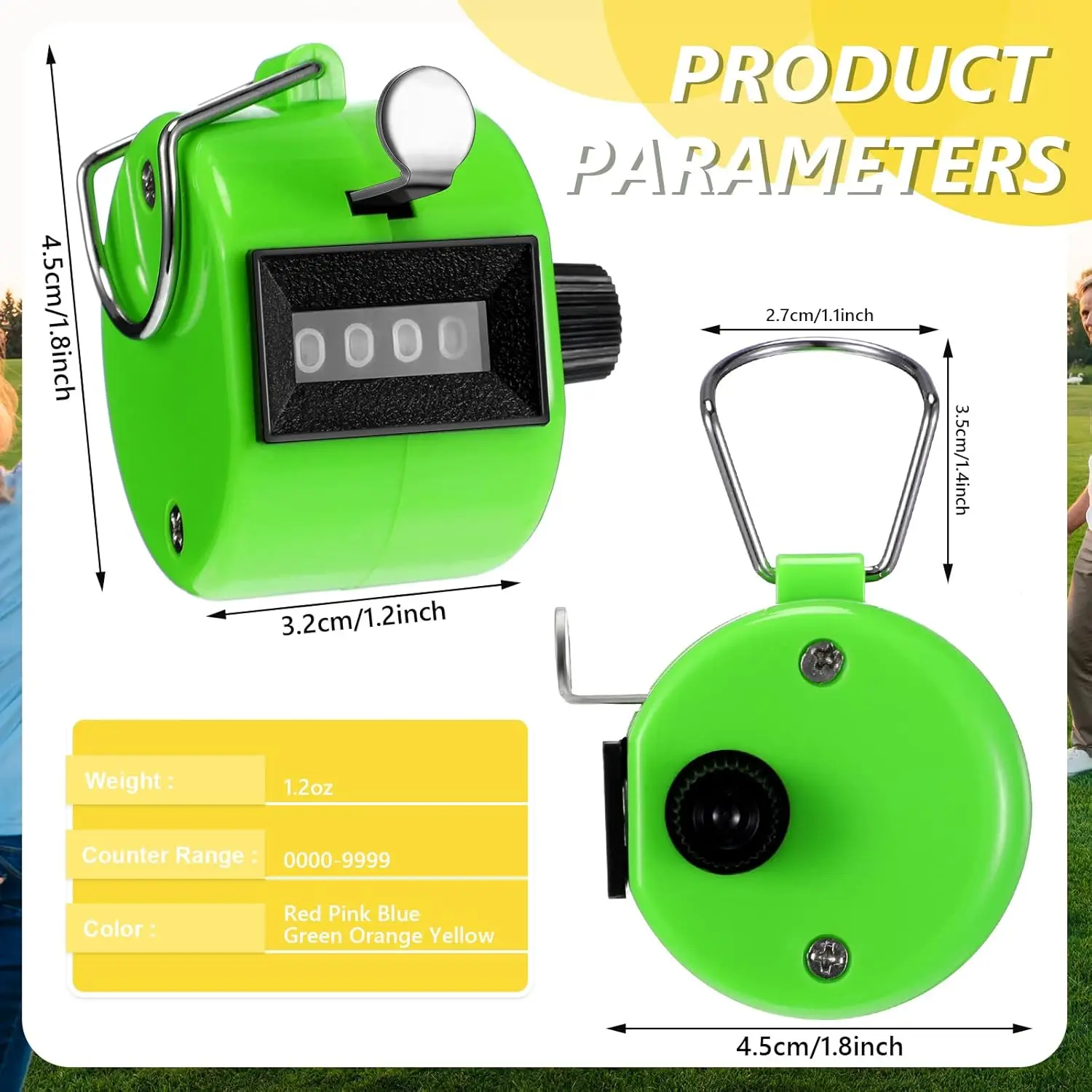 Hand Tally Counter 4 Digit Mechanical Palm Click Counter Plastic Hand Held Counter Clicker with Metal Finger Ring