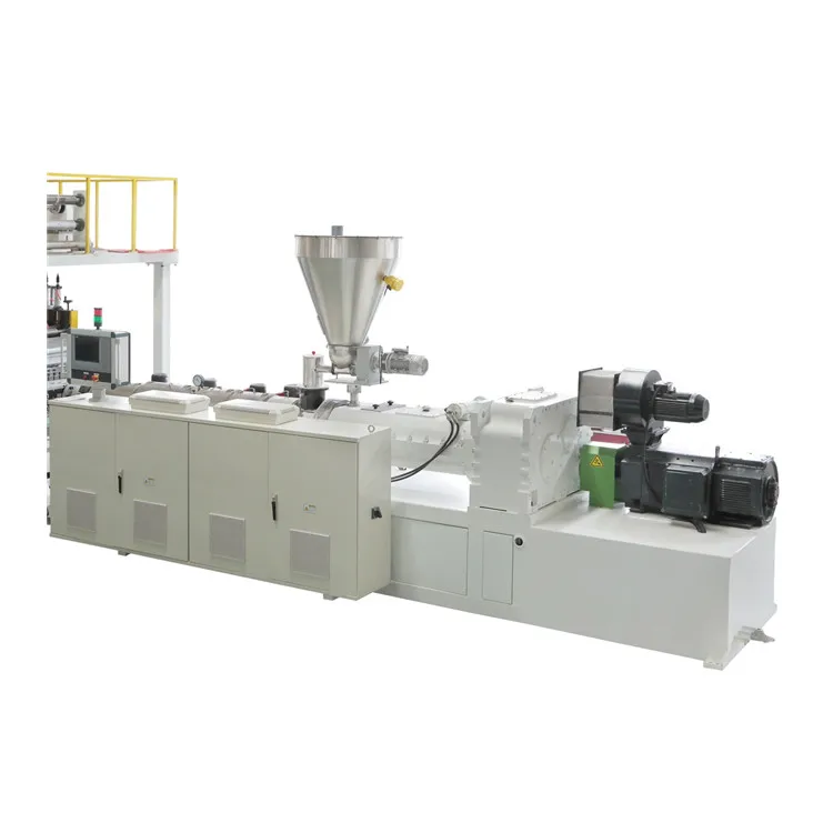 high speed  twin screw SPC flooring extruder machine turnkey solution provider EIR SPC flooring production line