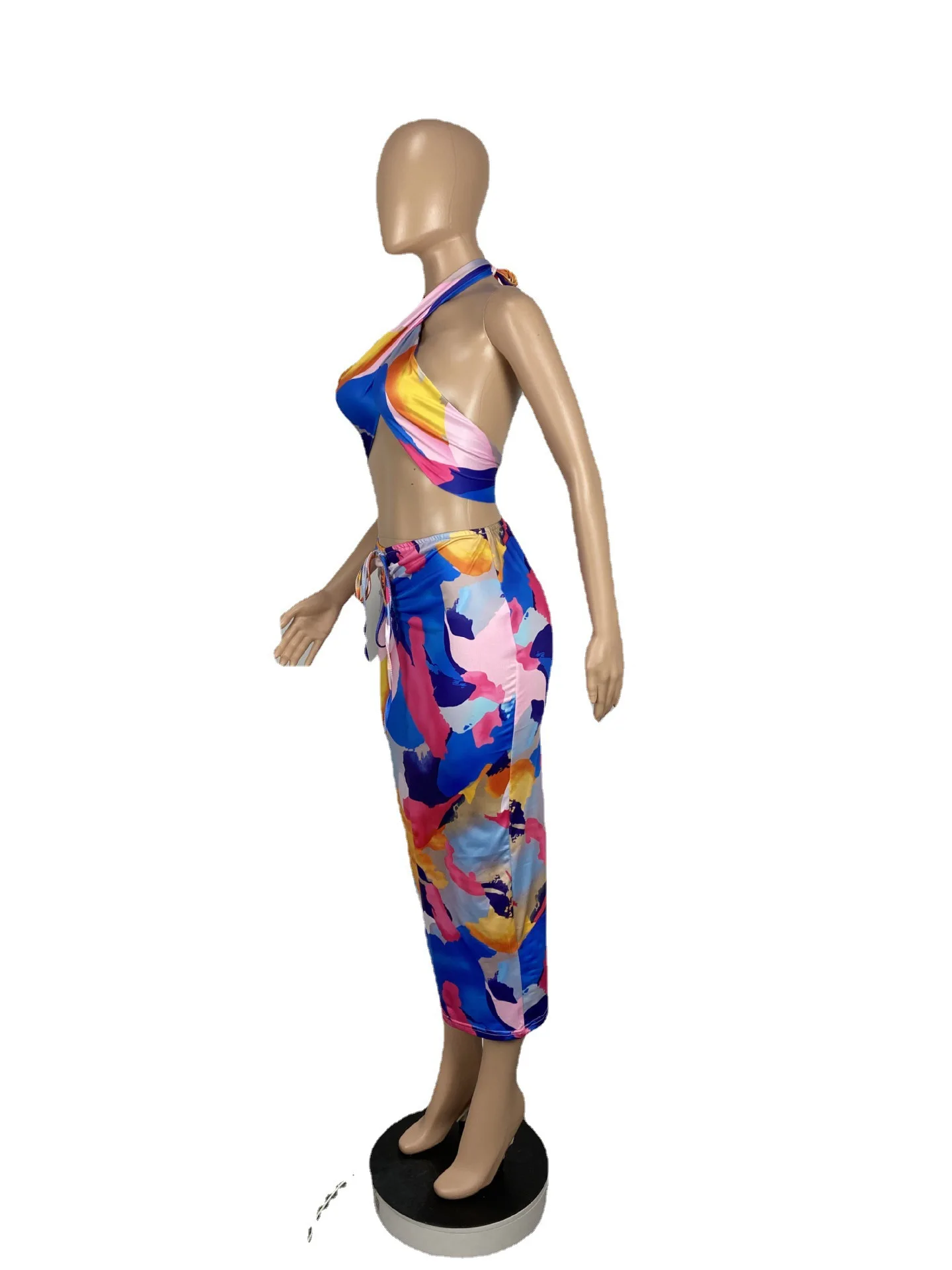 
GQ2399 2021 new arrivals long dress printed backless chest shirring party dress ladies sexy club dresses 