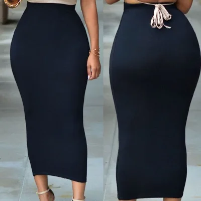 
Plus Size XXL 2020 Wholesale Long Women Pencil Skirt Black High waisted Bodycon Office Maxi Skirts E71188 Work Wear Maxi Skirt 