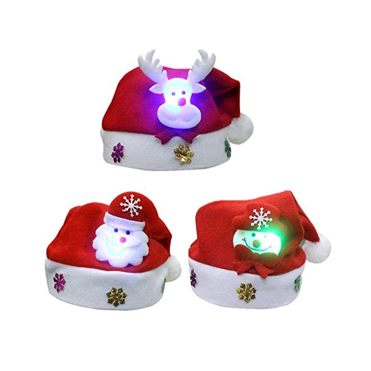 
Christmas decoration new year sombreros led light up felt children Christmas hat with light 