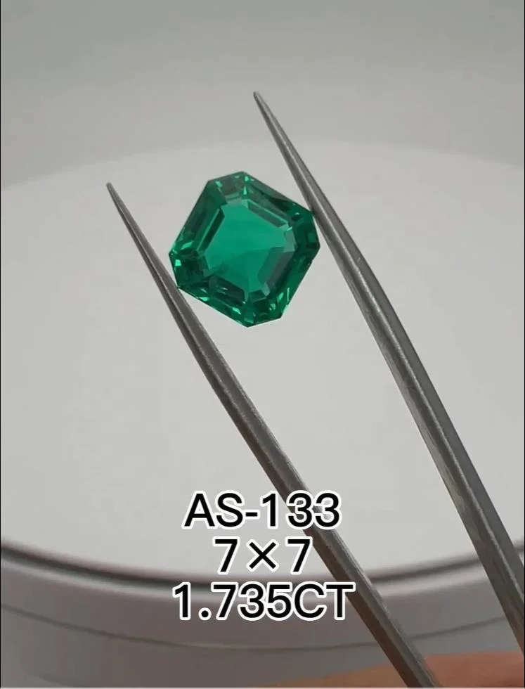 Lab Emerald Synthetic Factory Direct Custom 7x7mm Bred Hydrothermal Emerald Asscher Shape