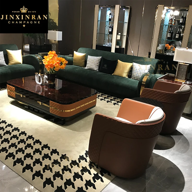 Nordic Style fabric Couch Design loveseat Sofa for home furniture Modern Design Fabric green 4 people sofa