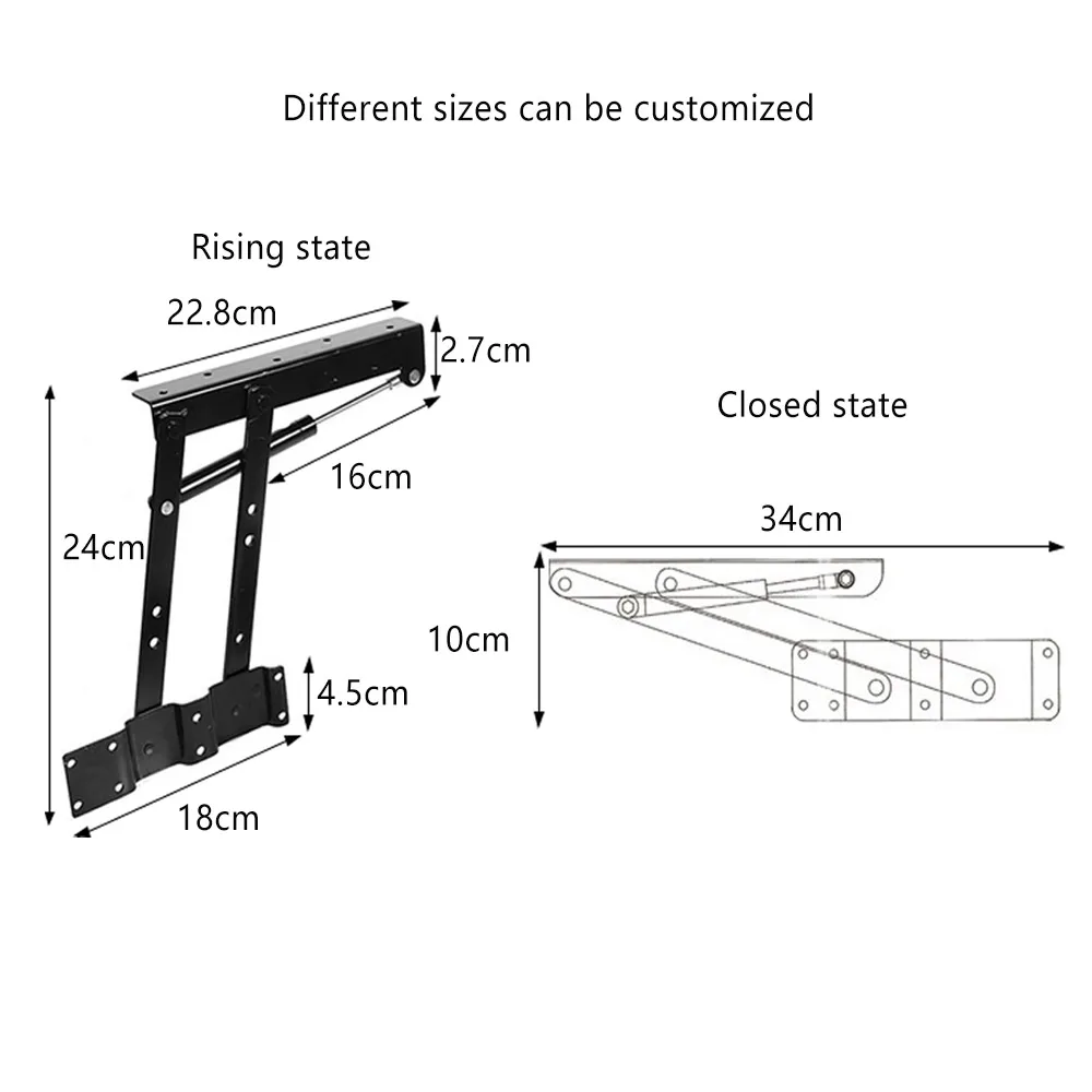 Black coffee tea table lift frame computer table folding lifter desktop support frame accessories furniture hardware