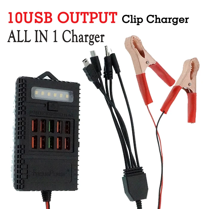 
Portable Car battery Charger 12V/24V 3.1A 10 ports to 5V auto Battery Alligator Clip charger auto battery accessories 