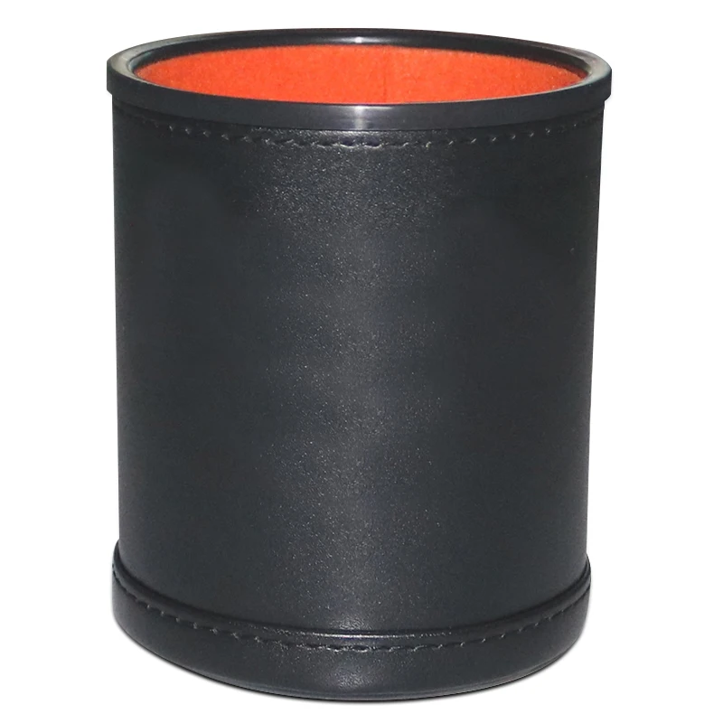 
Hot Selling Leather Dice Cup with Lid/Cover Black Games/Storing Dices with Ribbed Rubber Lining 