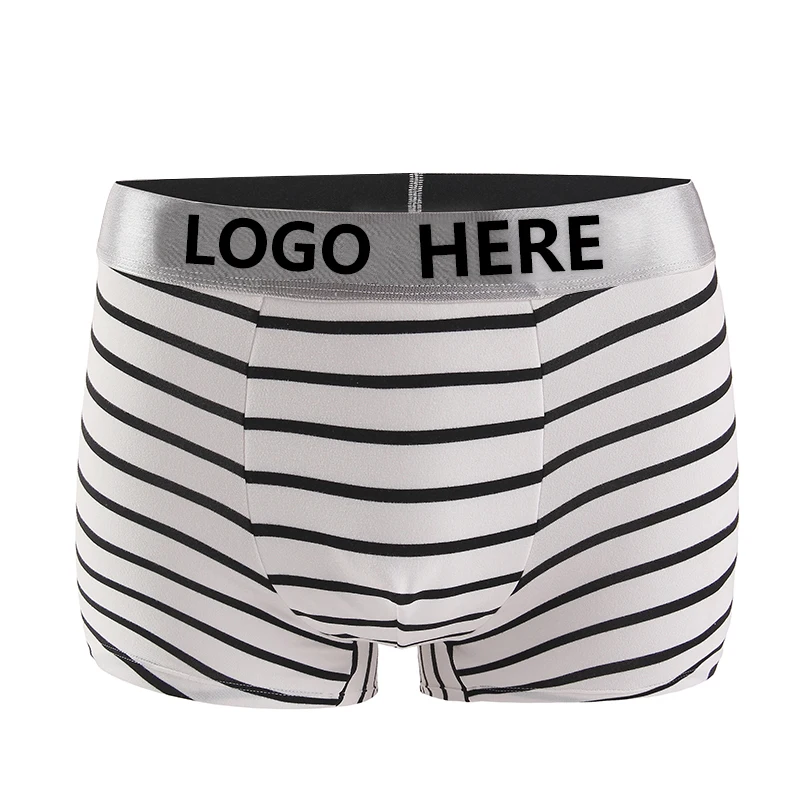 
Hot Selling Men Boxer Shorts Quick-dry Plus Size Men Underwear stripe polyester custom logo 