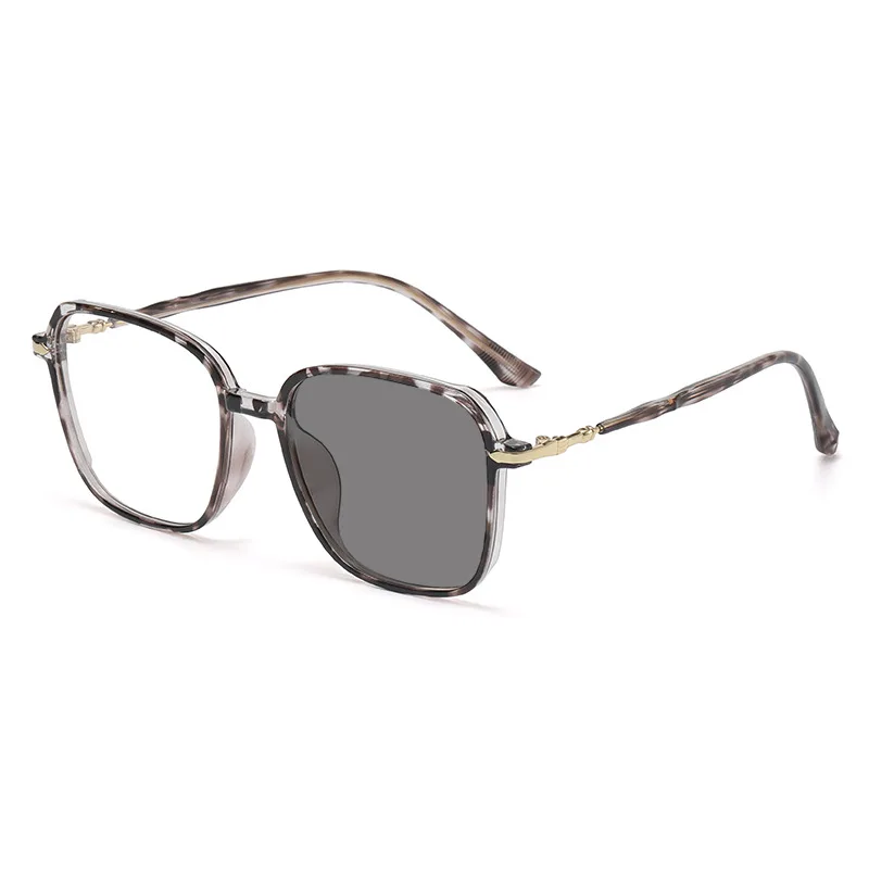 photochromic green lens glasses woman big square patchwork metal pc multicolor frame lunettes photos gray  blue light blocking