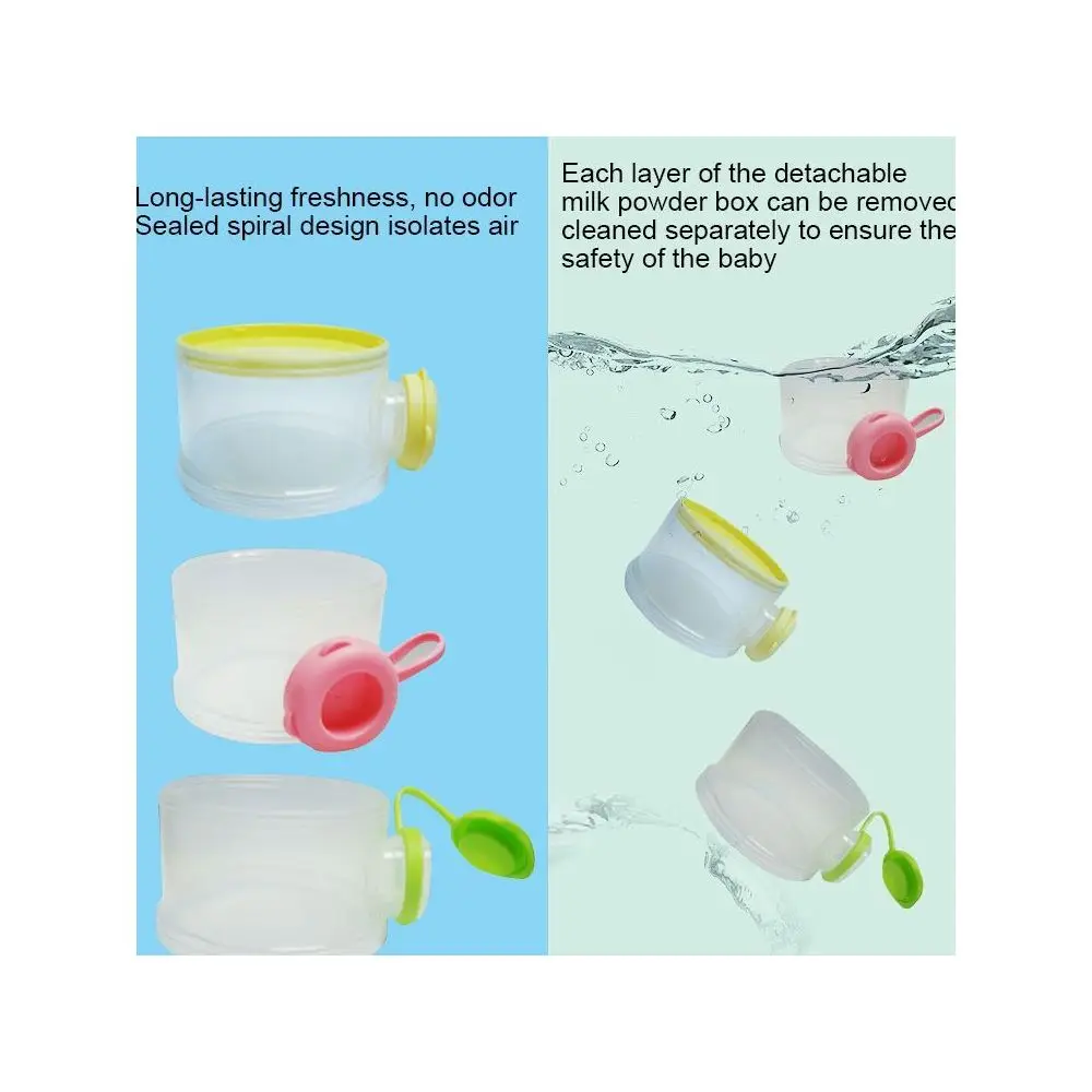 Hot Sale 3 Layers Portable Milk Powder Box Baby Storage Plastic Transparent Milk Powder Container Box