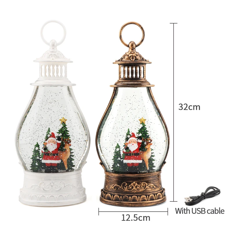 Christmas Snowman Scene Globe Lantern with Swirling Water Glittering Music and Lights for Christmas Home Decorations Gifts