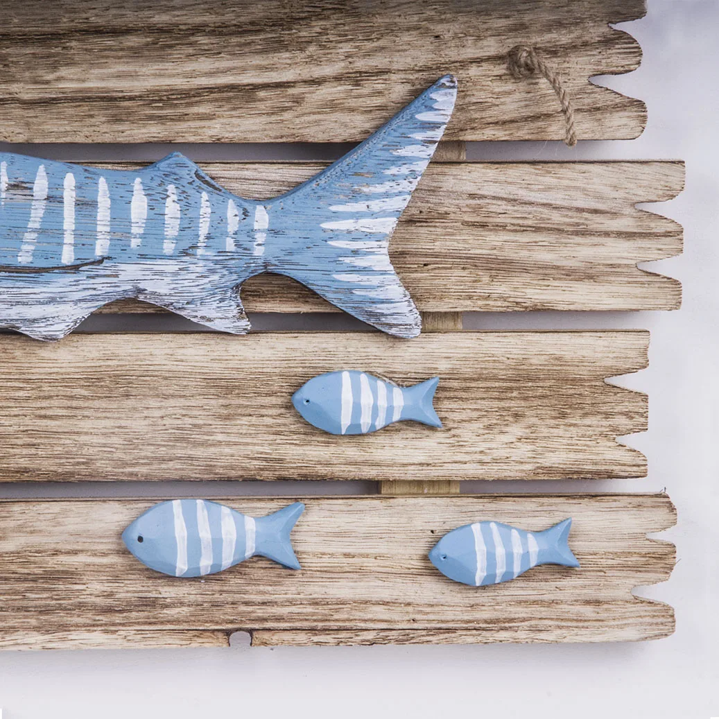 wooden crafts Beach Plaque Carved Paulownia Antique Fish Hanging Home Wall Decorative