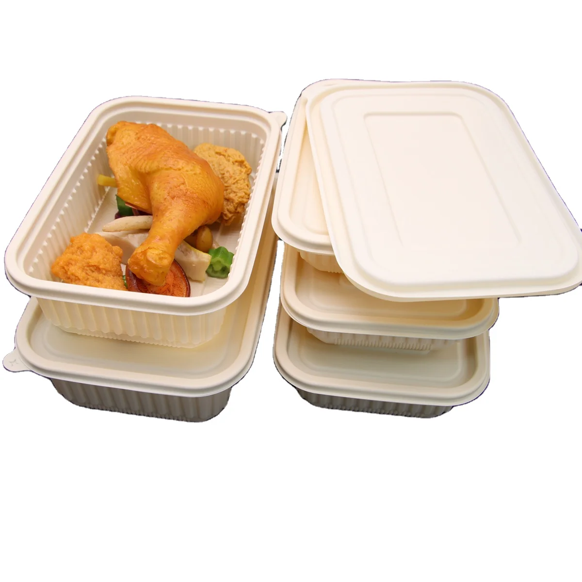 Customized takeaway packaging containers bio degradable food boxes bamboo tableware