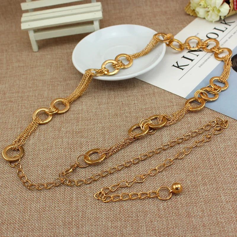 Manufacturer Oem Fashion Thick Ring Chain Belts For Women Lady Fancy Metal Chain Belt