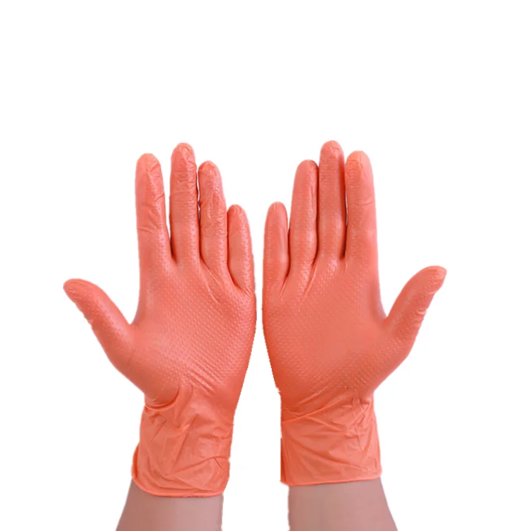 Cheap Price Diamond embossed nitrile gloves anti slip durable machine repair industrial oil proof mixed rubber LaTeX hand gloves