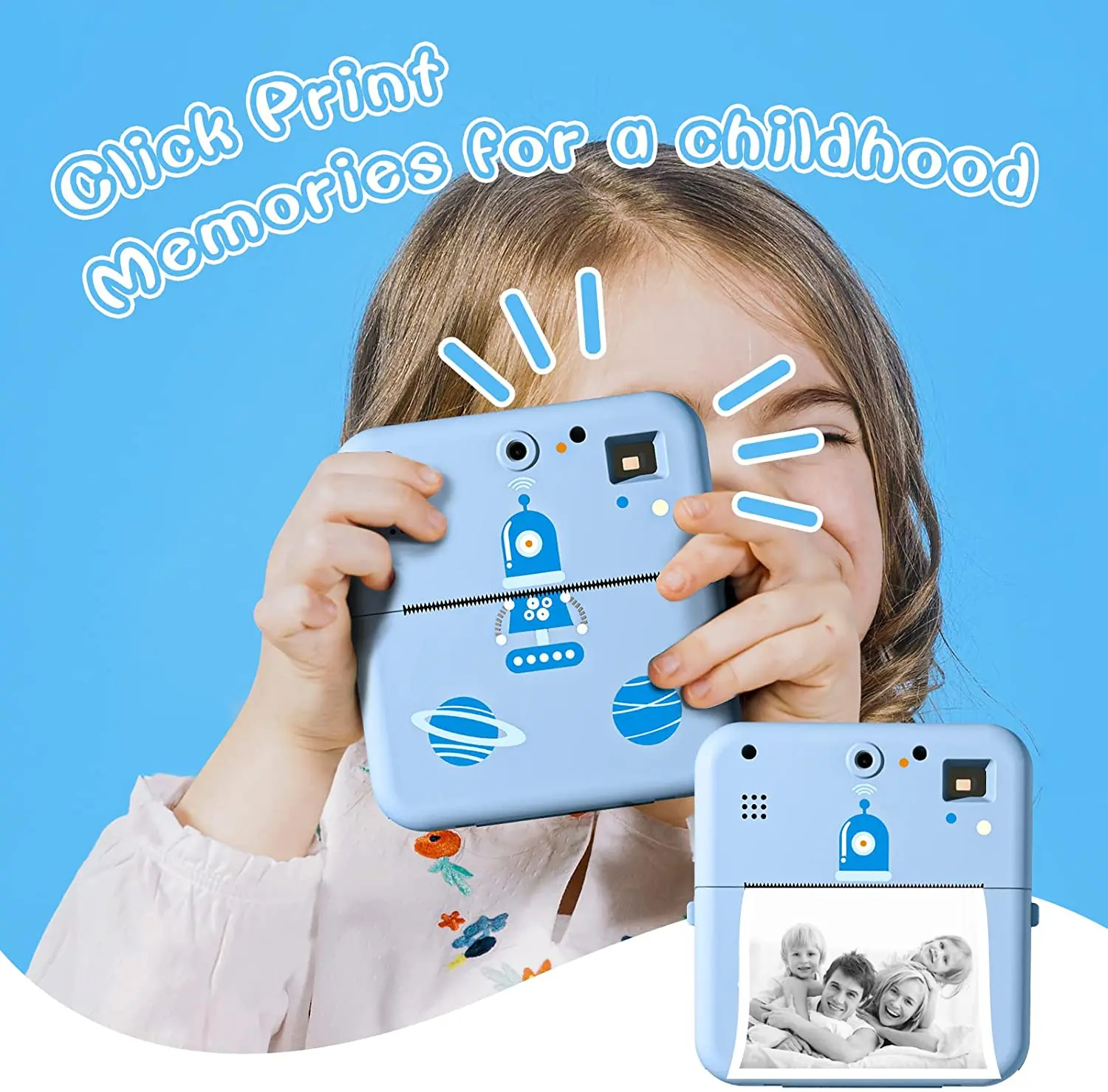Thermal Printer Kids Camera Cute Beautiful Photo Frames Instant Printing Camera Black White Color Paper Children Mini Camera