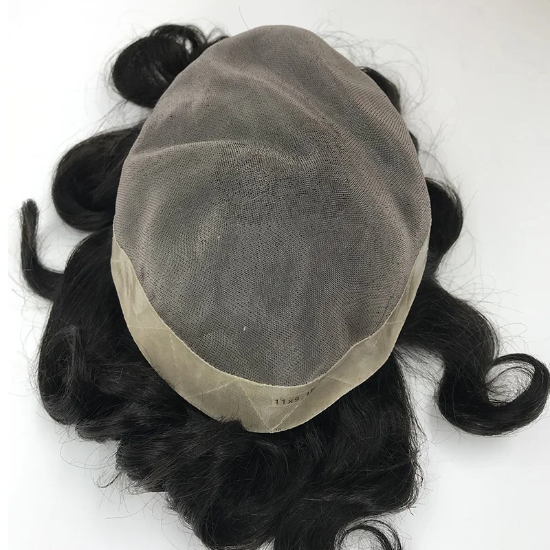 non surgical human hair fixing flexible cranial prosthesis pieces handmade remy hair crown additions toupee for bald men