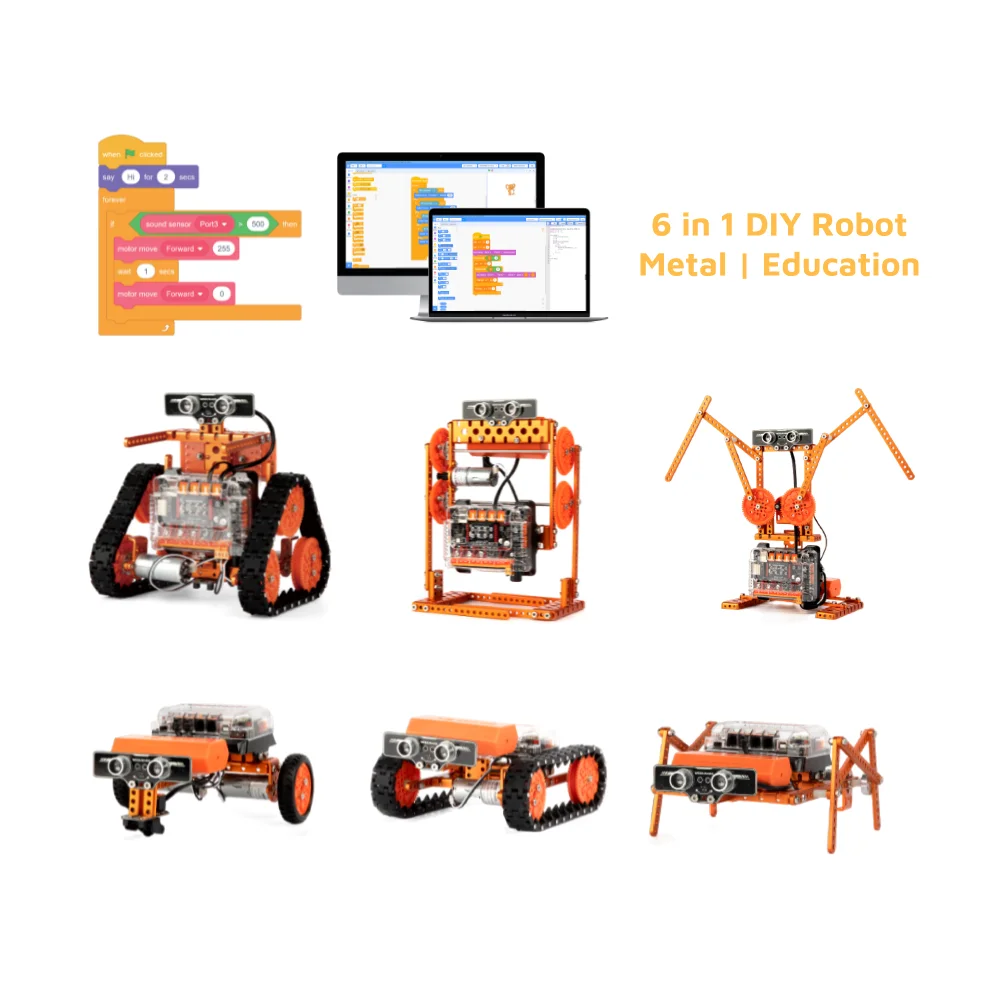 Mental 6 in 1 stem coding remote control following electric assembly car chassis app educational robots learning kit