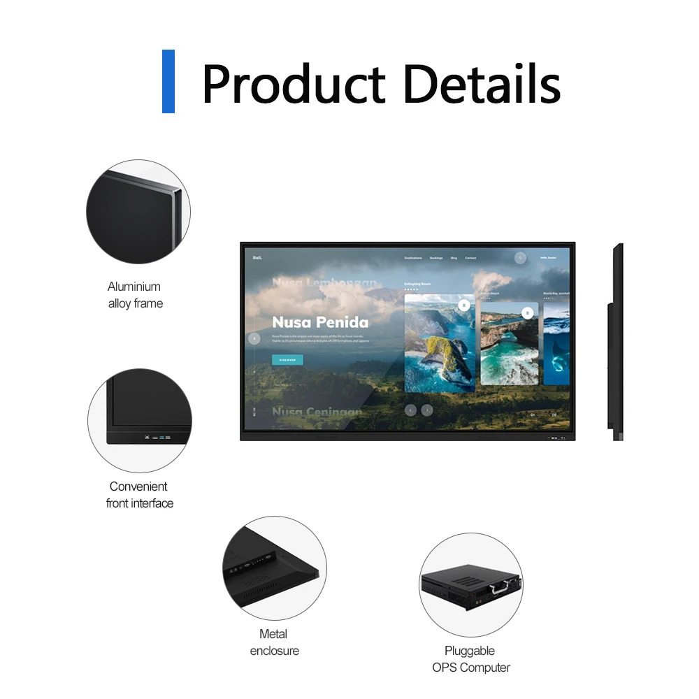 82-Inch All-In-One lcd panel Interactive LED Screen Display Smart Board Whiteboard for Classroom