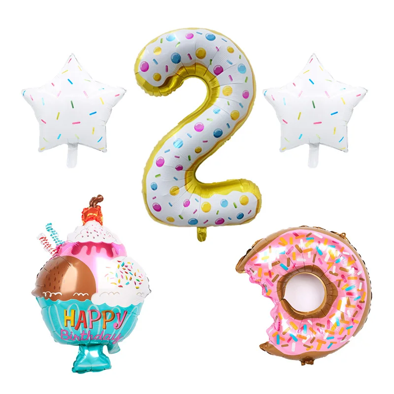 
Ice cream digital package aluminum foil globos birthday theme party holiday celebration children birthday theme scene decoration 