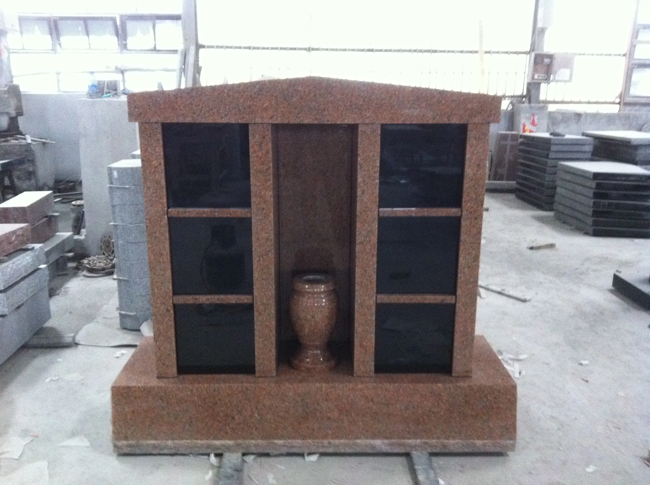 Mausoleum Cremation Urn Columbarium Red Granite Tombstone